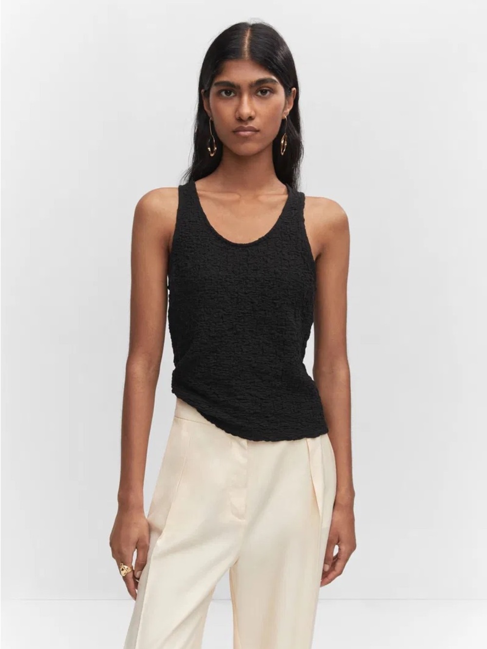 Mango Textured Cotton Top, size M